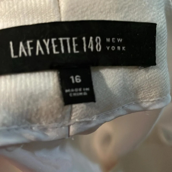 Lafayette 148  White Linen Menswear Pants size 16 - Picture 6 of 10